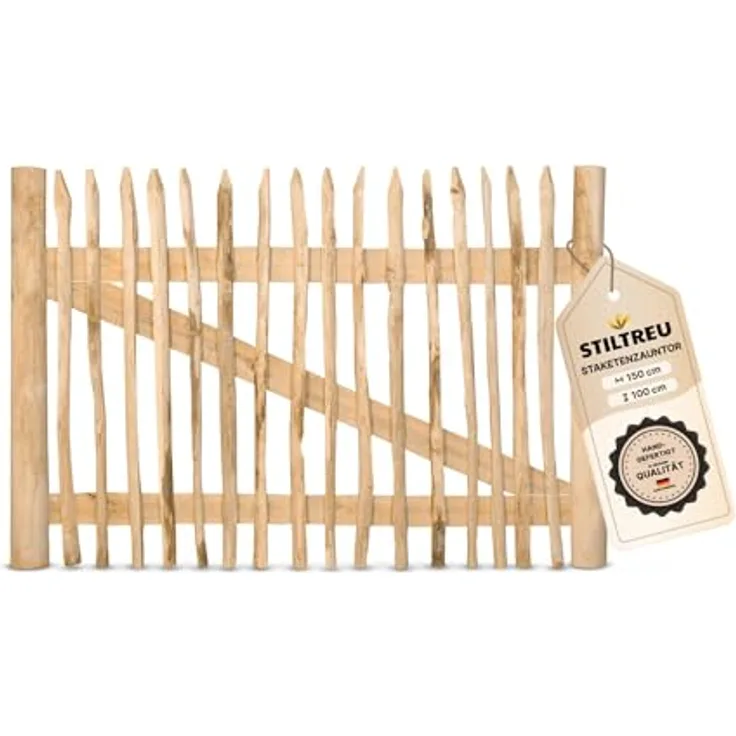 STILTREU Staketenzaun-Tor (genagelte Ausführung), Edelkastanie B150 cm H100 cm