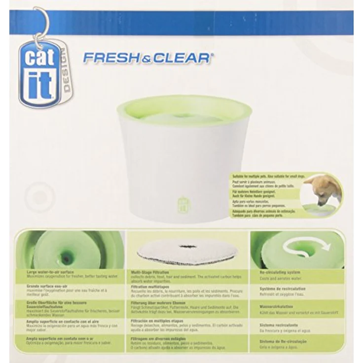 Catit Design Fresh & Clear TrinkbrunnenLiter Komplettset: USB-Brunnen Filter Ersatzpumpe (3 l), Futternapf – Bild 5