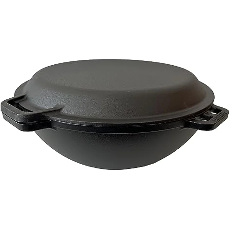 ROBARI Wok Kasan aus Gusseisen 12 L mit Grilldeckel Kazan – Bild 1