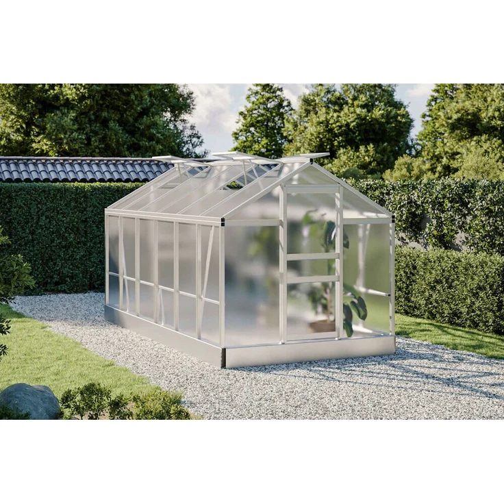 OUTFLEXX Flora Gewächshaus, Aluminiumrahmen, 380x190x195 cm, Silber