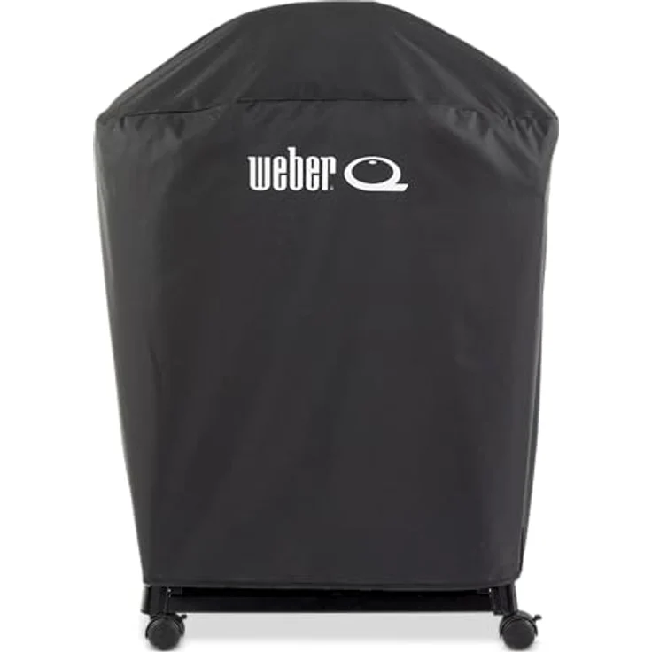 Weber Grillabdeckung für Q1000N / Q2000N mit Wagen, atmungsaktiv, UV- & wasserabweisend, Schutz vor Wind & Wetter - Schwarz – Bild 1