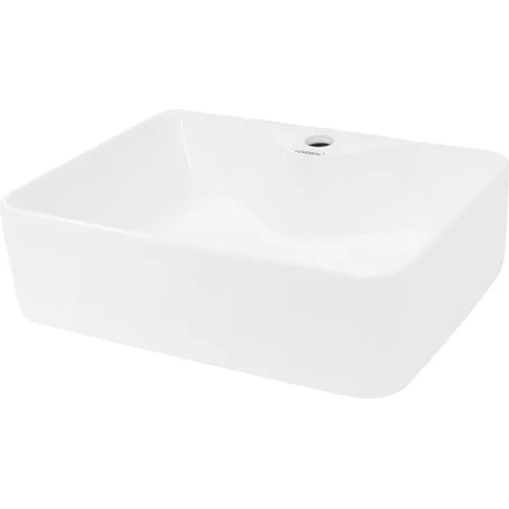 ecd germany Waschbecken Quadratischform ohne Überlauf 480x380x140 mm Weiß aus Keramik – Bild 2