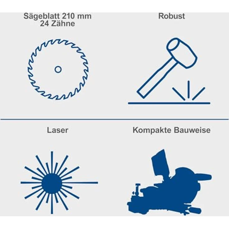 Scheppach Kappsäge- und Gehrungssäge HM210L | Leistung 1500W | Schnitthöhe -/ Breite 60 & 120mm | SägeblattØ 210mm | Sägekopf 45° neigbar nach links | Laser, Werkstückauflagen & Sägeblattschutz – Bild 2