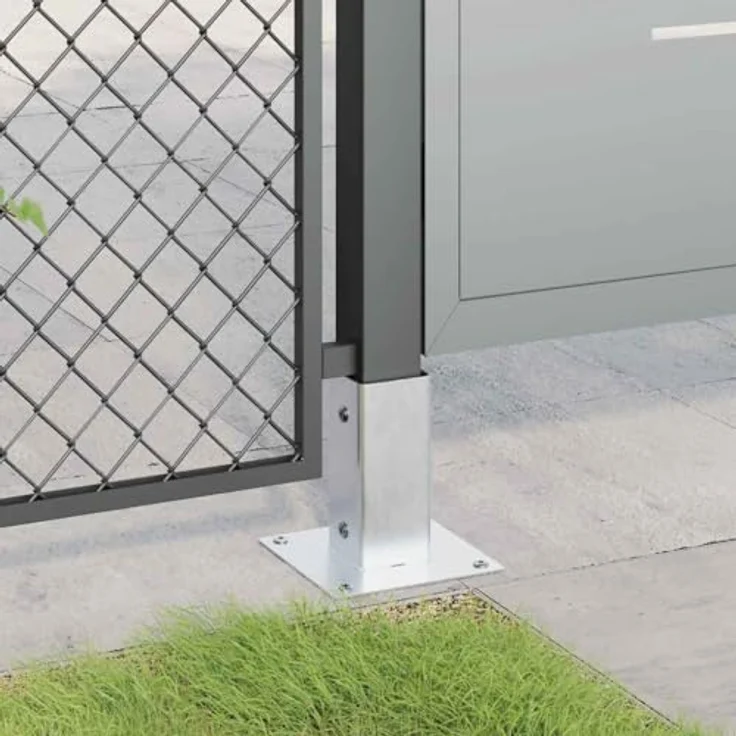 vidaXL Zaunpfosten Pfostenträger Quadratisch, 4er Set, Silber, 61x61mm, Verzinkter Stahl mit stabiler Halterung – Bild 5