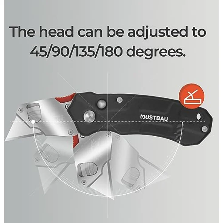 Mustbau Professional Universalmesser, Klappmesser im Metall-Griff schwarz (Inkl.10 Stück SK5 Ersatzklingen), Cuttermesser Profi mit Safety-Lock,Winkelschloss, Teppichmesser Arbeitsmesser – Bild 2