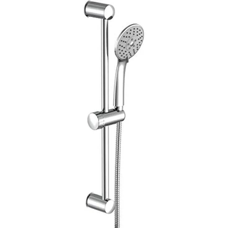 SCHÜTTE 64830 Napoli Stangenbrauseset, Brausestange mit Duschkopf, Duschbrause, Brausegarnitur mit Handbrause, Duschstange mit Brause, 4 Strahlarten, Duschset, Chrom