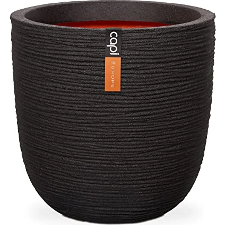 Capi kblr932 Nature Übertopf Ball Rib, schwarz, 88,9 x 86,4 cm – Bild 1