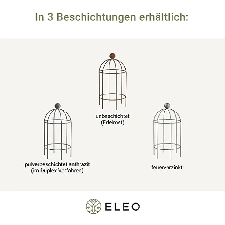 ELEO Pflanzenstütze Arezzo anthrazit schwarz - 85x50 cm Rankobelisk klein aus Metall für draußen wetterfest pulverbeschichtet - massiv stabil für den Garten – Bild 3