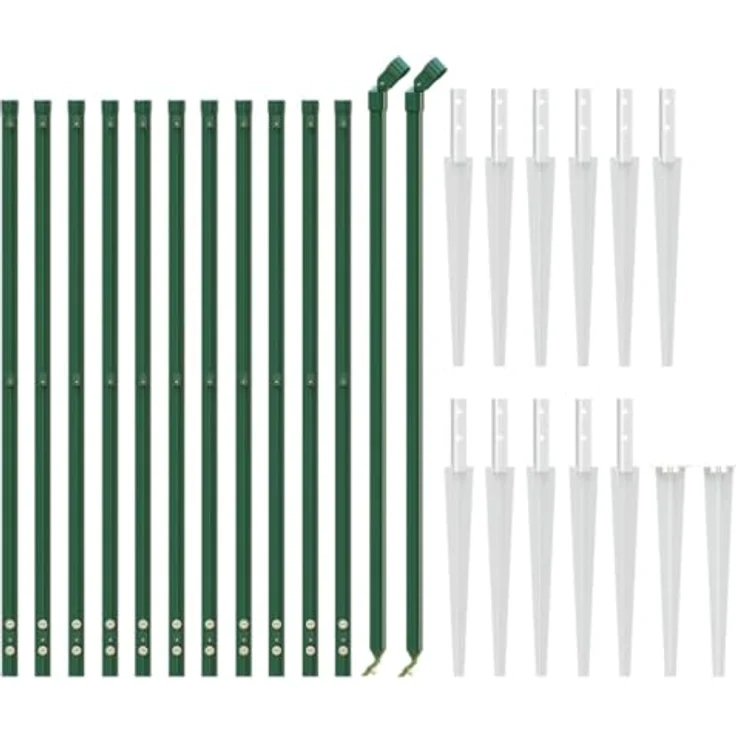 vidaXL Maschendrahtzaun mit Bodenhülsen, grün, verzinkter Stahl, 1 x 25 m, UV-beständig, rostresistent – Bild 6