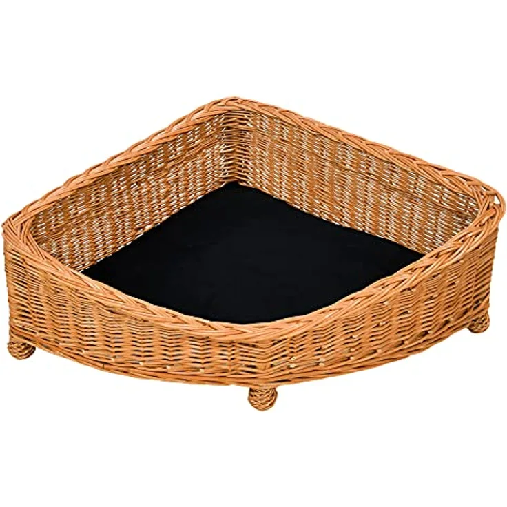 MyBer Katzenliege, Hundeliege, Katzenbett, Hundebett Haustier Sofa Liege Bett aus Weide K5-095-SS-K, Schwarz