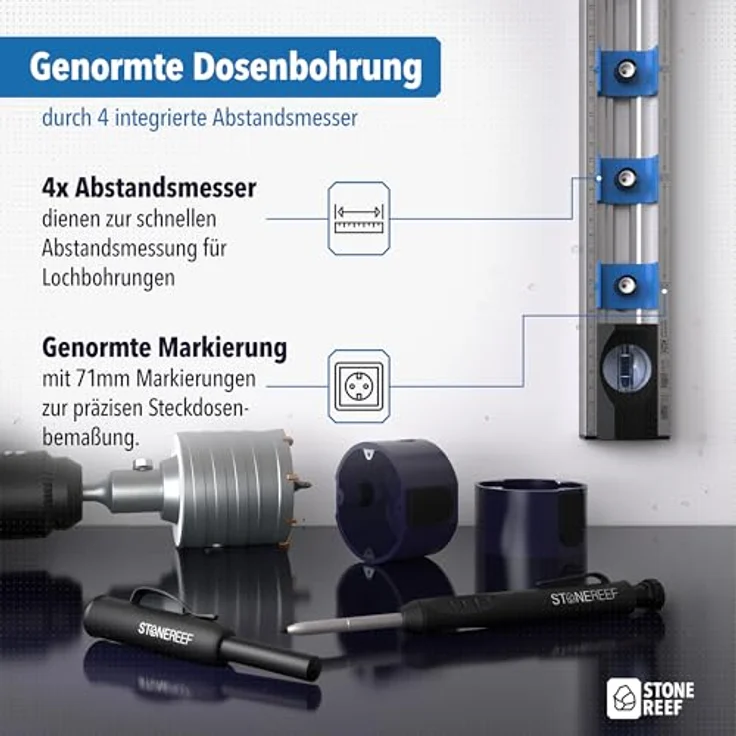STONE REEF Elektriker Wasserwaage 40 cm, Präzisions-Wasserwaage mit verschiebbaren Bohrlöchern und doppelten Maßskalen, ideal für Steckdoseninstallation und Renovierungsarbeiten – Bild 4