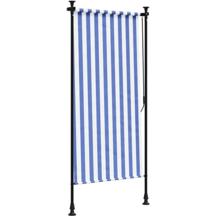 vidaXL Außenrollo Blau und Weiß 100x270 cm Stoff und Stahl – Bild 5
