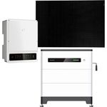 GoodWe 10kWp PV Komplettanlage mit Glas-Glas Modulen und 6,6kWh Speicher, enthält 10kW Hybrid-Wechselrichter, Basis und BMS für Lynx F Plus+ Module, 2x 3,27kWh Solarspeicher für 1-phasige und 3-phasige Wechselrichter, 24x 440W Sunpro TopCon Mono Full Black Glas-Glas Solarmodule