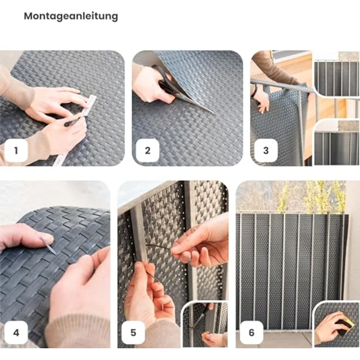 Jardinion Sichtschutzmatte Rattan Optik, 0,90 x 3m, Braun-Mix, wetterfest, UV-beständig, inkl. Kabelbinder – Bild 4