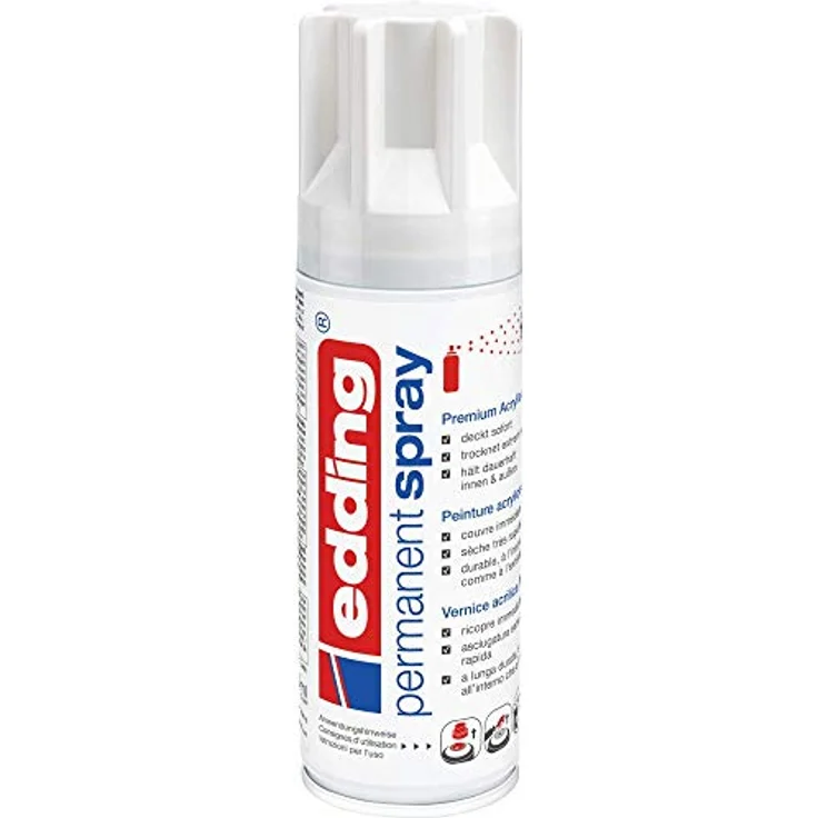 edding Permanent Spray, Acryllack verkehrsweiß glänzend, 200 ml, hoch ergiebig und kratzfest – Bild 2