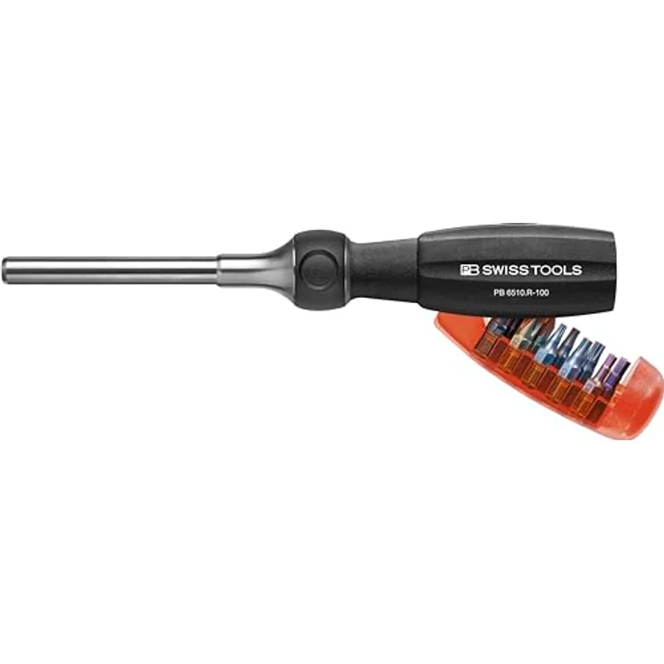 PB Swiss Tools Ratschenschraubendreher PB 6510.R-100 | 100% Swiss Made | 10-in-1 Tool mit 10 Precision Bits Schlitz/Kreuzschlitz Pozidriv/Torx/Innensechskant – Bild 1