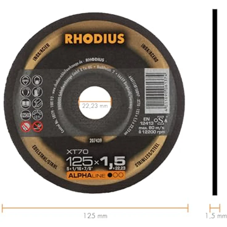 RHODIUS ALPHAline Extradünne Trennscheibe XT70 BOX 125 x 1,5 x 22,23 mm – Bild 7