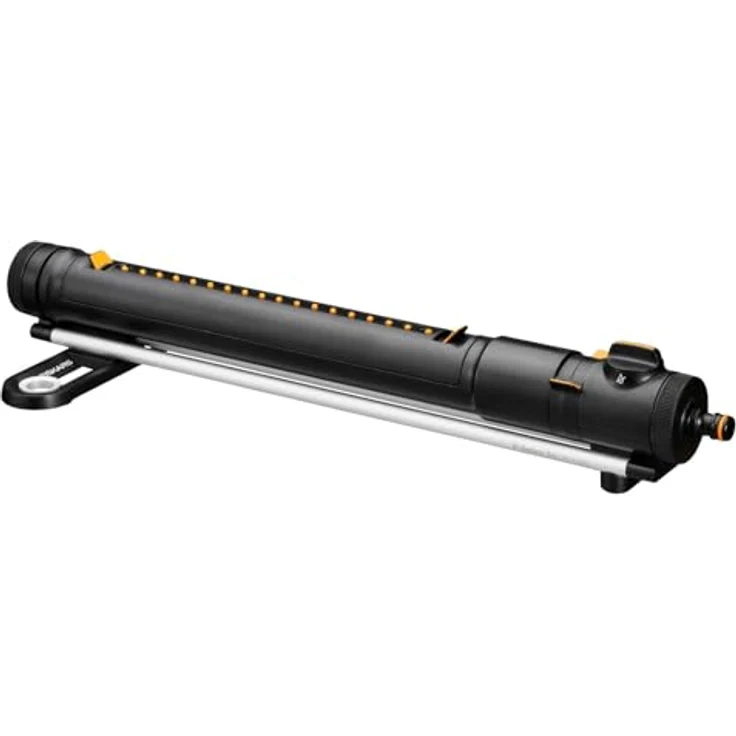 Fiskars X-Series Oszillierender Regner S–L, Inkl. herausnehmbarem Filter und Werkzeug zur Düsenreinigung, Sprinkler für 300-500 m², Schwarz/Orange – Bild 1