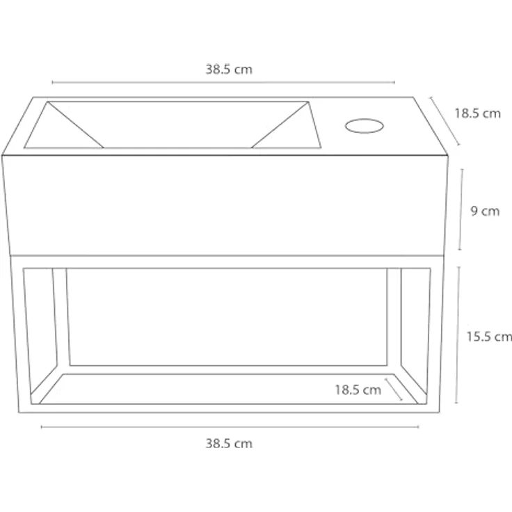 Differnz Ravo Handwaschbecken-Set, Beton Hellgrau, 38.5 cm breit, mit 2 Jahren Garantie – Bild 7