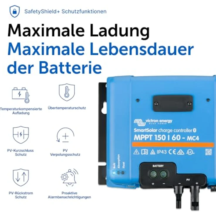 Victron Energy SmartSolar MPPT 150/60, leistungsstarker Solar-Laderegler mit über 98% Wirkungsgrad, Echtzeit-Datenanzeige und acht vorprogrammierten Ladealgorithmen – Bild 7