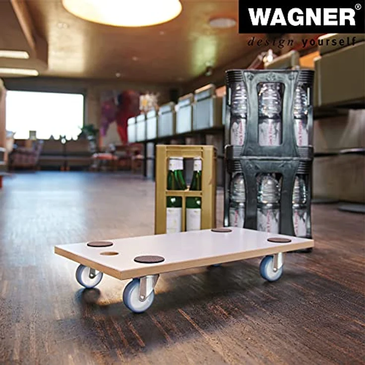 WAGNER Transporthilfe MM 1318 I 57,5 x 30 x 10 cm - Tragkraft 200 kg - Spezialbeschichtung für Sensible Böden - Anti-Rutsch-Pads - Beste Beweglichkeit - Verkehrsweiß – Bild 5
