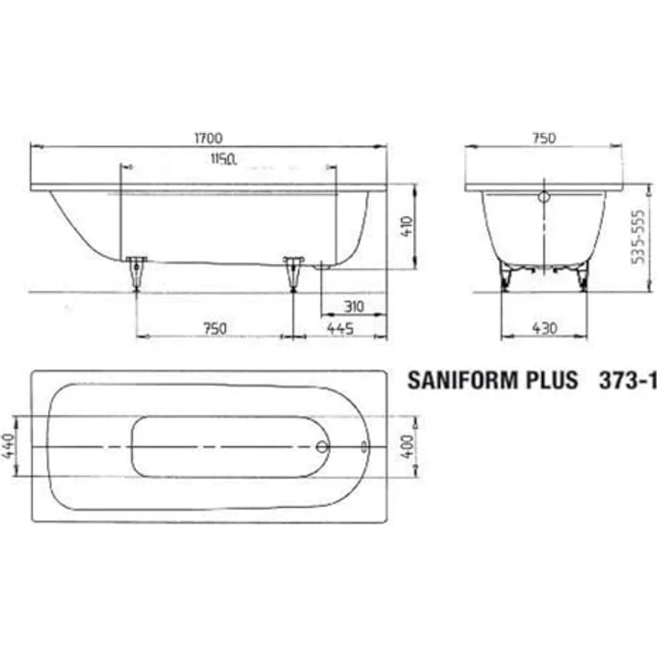 Kaldewei Advantage SANIFORM PLUS 373-1 Badewanne Rechteck 170x75cm alpinweiß 112600010001 – Bild 4
