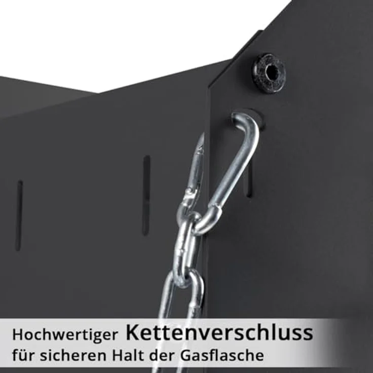 STAHLWERK Schweißwagen SW-600-ST, stabiler 3-Ebenen Gerätewagen mit 1,5 mm Wandstärke, Longlife-Gummirollen, Halterung für Schläuche und Kabel, inkl. Kettensicherung für Gasflaschen, 60 × 38 × 76 cm – Bild 4