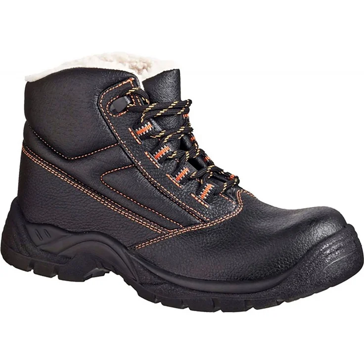 Power Safe Sicherheits-Winterstiefel Olaf S3 schwarz-orange, mit Metallfreiheit und textiler Zwischensohle