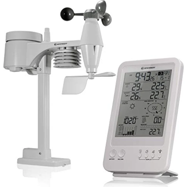 Bresser Wetterstation Funk mit Außensensor Wetter Center 5-in-1, Weiß – Bild 1