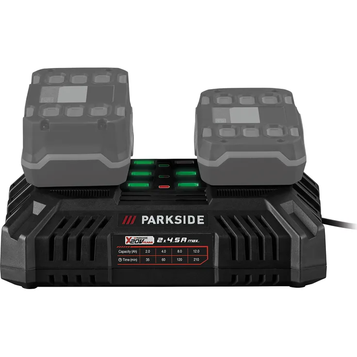 PARKSIDE® Akku-Doppelladegerät »PDSLG 20 B1«, für 2 x 4,5 A, Ladezustandsanzeige, inklusive Wandbefestigung, ohne Akku