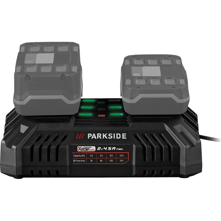 PARKSIDE® Akku-Doppelladegerät »PDSLG 20 B1«, für 2 x 4,5 A, Ladezustandsanzeige, inklusive Wandbefestigung, ohne Akku