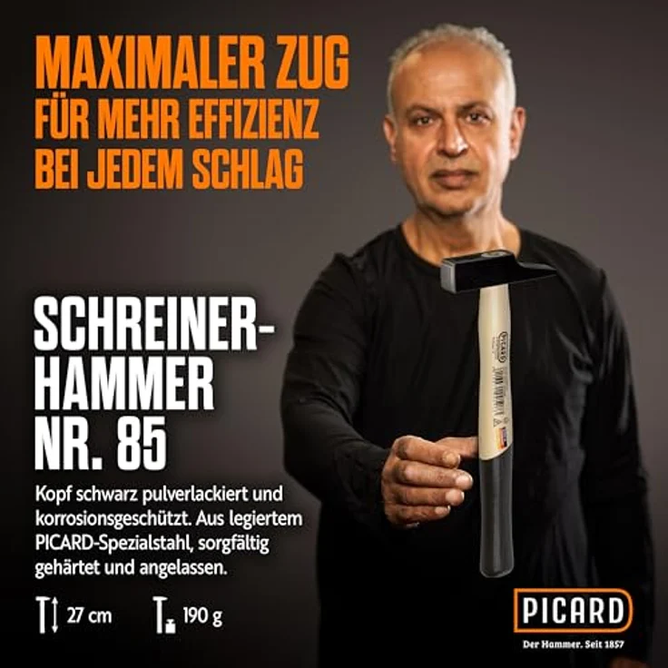 Picard 0008501-18 Schreinerhammer DIN 5109 140g Französische Form - Preisvergleich – Bild 2