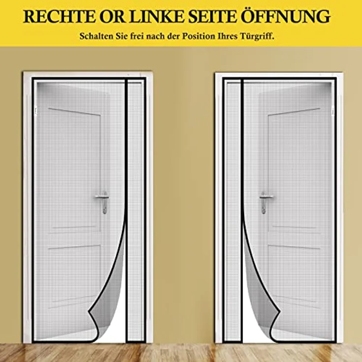 fowong Magnet Fliegengitter Balkontür, Reißfestes Katzenschutzgitter mit seitlicher Öffnung, 110x220cm, Starker Insektenschutz ohne Bohren, UV-beständig, Katzenkratzfest – Bild 3