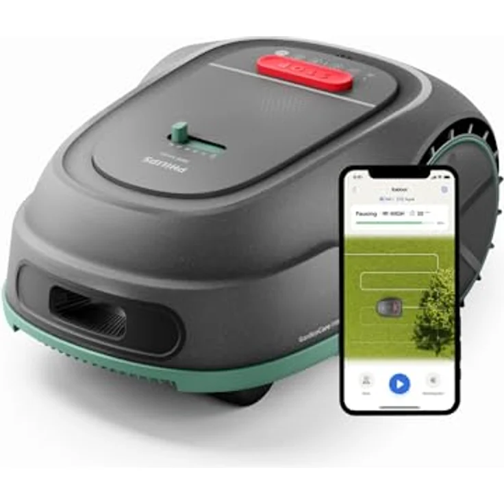 Philips Rasenmähroboter Serie 3000, Kreuzmähen mit GPS-Karten, intelligentes Mähen und Regensensor, grau (RSL3000/10) – Bild 1