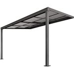 Juskys Terrassenüberdachung 4x3 m mit Schiebedach - Terrassendach aus Aluminium mit Doppelstegplatten - wetterfeste Überdachung mit UV-Schutz - Grau - Preisvergleich