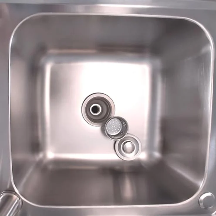 Lemodo Spültisch mit Ablagefläche, freistehend, Wasserhahn mit Kalt Warm Anschluss, Edelstahl, mobil einsetzbar, 99,8 cm x 51,4 cm x 90 cm - Preisvergleich – Bild 3