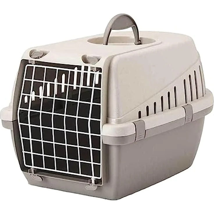 Nobby Trotter 1, Hunde-Transportbox aus recycltem Kunststoff, grau, IATA-konform, abnehmbarer Deckel – Bild 1