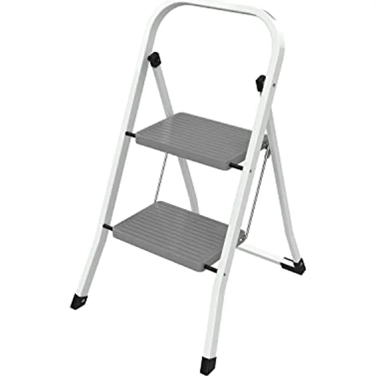 siwitec Klapptritt aus Stahl mit 2 Stufen, klappbarer Tritthocker, Klapphocker 150kg