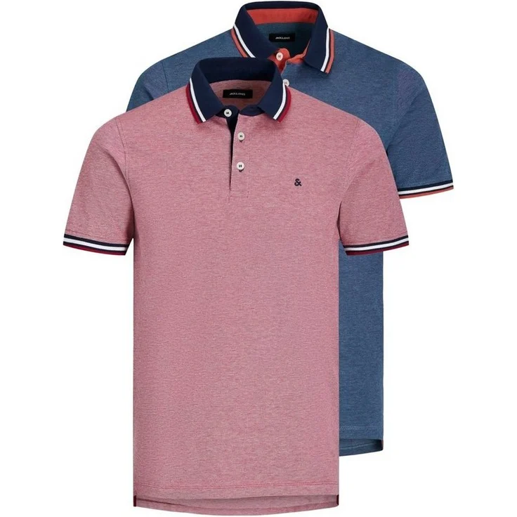 Jack & Jones Poloshirt JJEPAULOS aus 100% Baumwolle, Slim-Fit, 1/4-Arm, uni