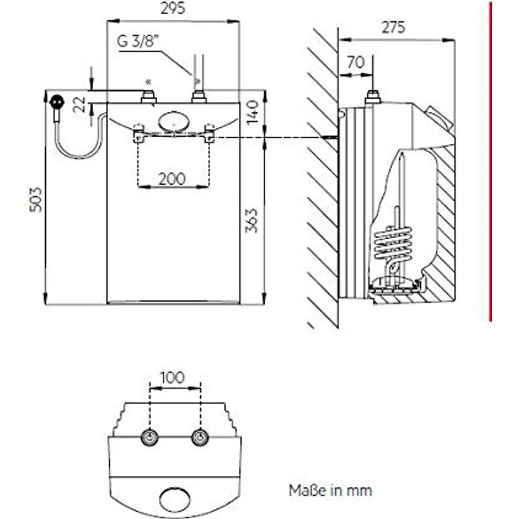 AEG DKU druckfester Kleinspeicher 10 Liter, 2 kW für zwei Zapfstellen, Untertisch, stufenlose Temperaturwahl 35-82 °C, steckerfertig, 229481 – Bild 2