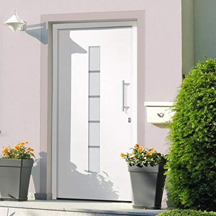 vidaXL Eingangstür, Haustür aus Aluminium und PVC, weiß, mit 5-fach-Sicherheitsschloss, isolierverglast, 100x210 cm – Bild 1