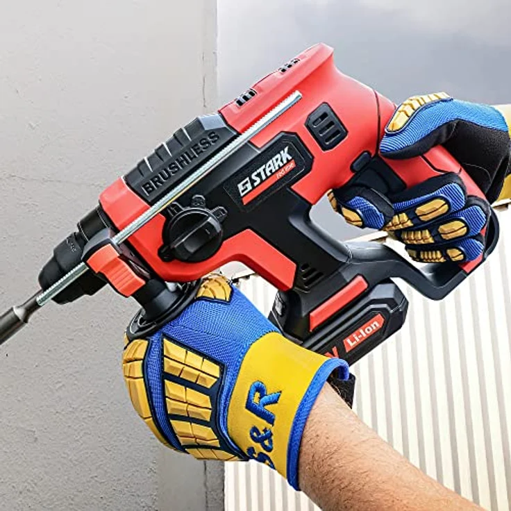 S&R Mechaniker Handschuhe mit flexiblen Protektoren, Gr.10, stoßdämpfender Knöchelschutz, reißfest, 1 Paar, schwarz – Bild 4