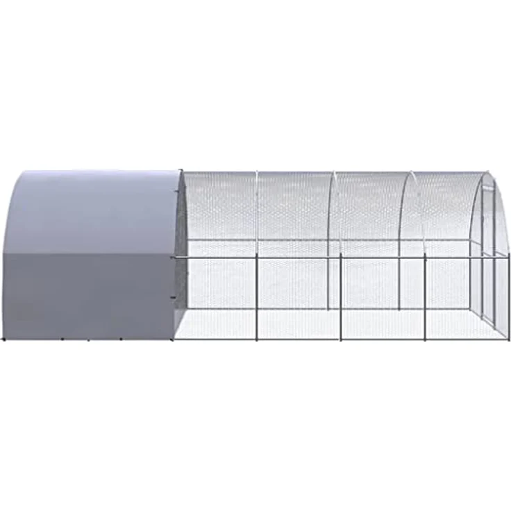 vidaXL Hühnerstall, Outdoor-Hühnerstall 3x6x2 m aus verzinktem Stahl mit wasserfester Überdachung, silber – Bild 6