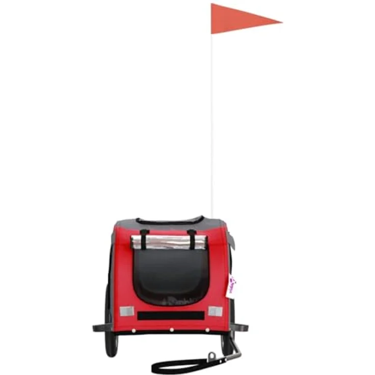 vidaXL Hunde-Transportbox Fahrradanhänger Hunde Oxford-Gewebe und Eisen, Rot und Grau, Belastbarkeit 30 kg – Bild 4