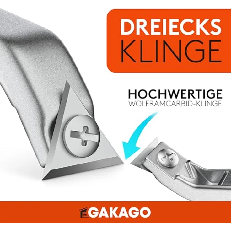 Gakago Kraft-Schaber mit Dreieck-Ziehklinge aus Wolframcarbid, ergonomisch & rutschfest, leicht, für Holz, Metall, Beton oder Stein – Bild 2