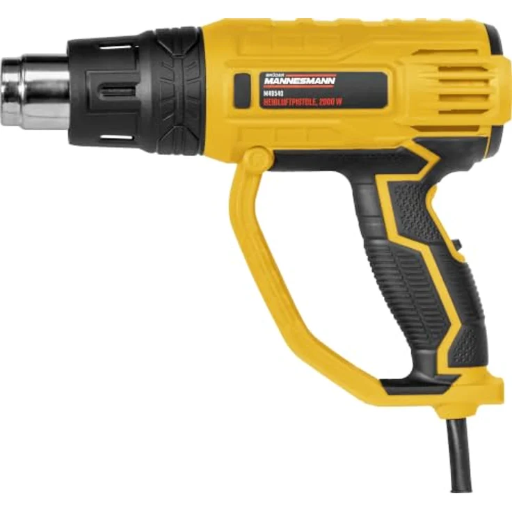 Brüder Mannesmann Heißluftpistole Set M49540, 2000 Watt mit Temperaturregelung 60℃-600℃ und 9-tlg. Zubehör für Entlacken, Löten und Schrumpfen – Bild 2