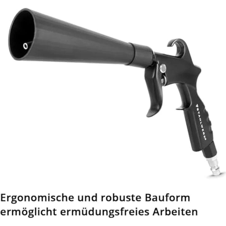 STAHLWERK PP-25 ST, Druckluft-Trockenreinigungspistole mit Metall-Rotationsdüse und Tornado-Effekt, schwarz – Bild 4