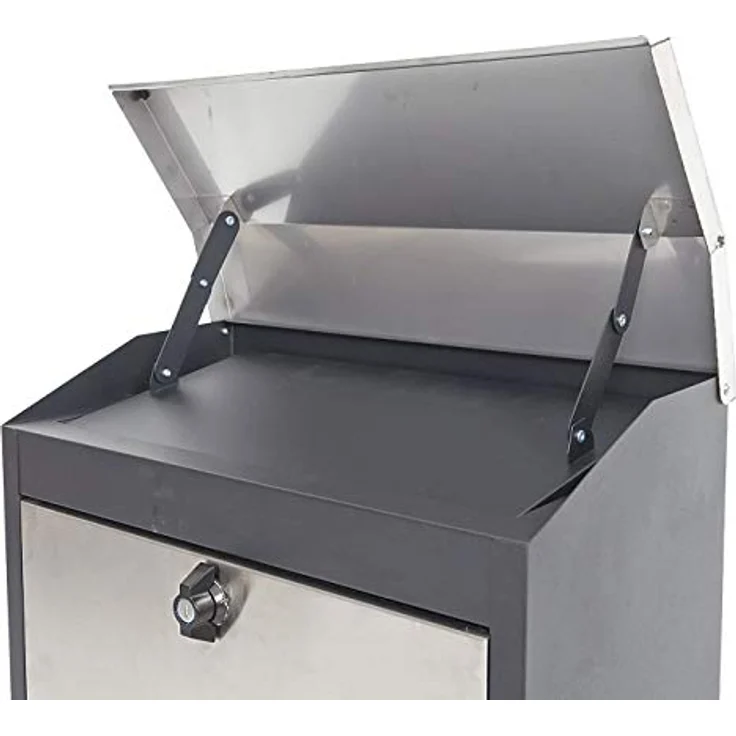 PROREGAL XXL Briefkasten, abschließbar, pulverbeschichtet, schwarz-Edelstahl, HxBxT 52x44x25cm, geeignet für Päckchen und Büchersendungen – Bild 4
