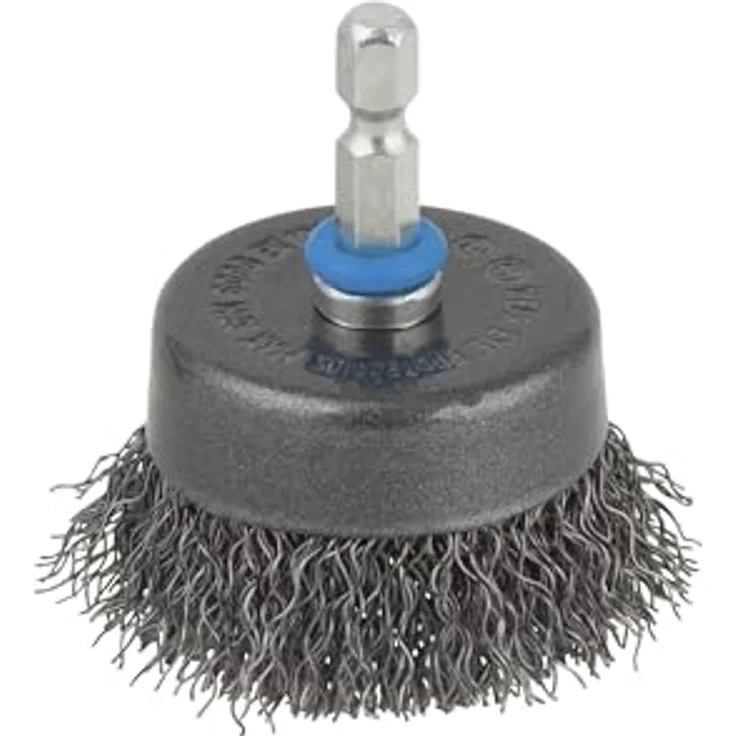 wolfcraft Stahldraht-Topfbürste Ø 50 mm, Sechskant-Schaft 1/4'', für Metall, Blech, Holz und Stein, ideal zum Entrosten und Vorbereiten von Schweißarbeiten – Bild 1