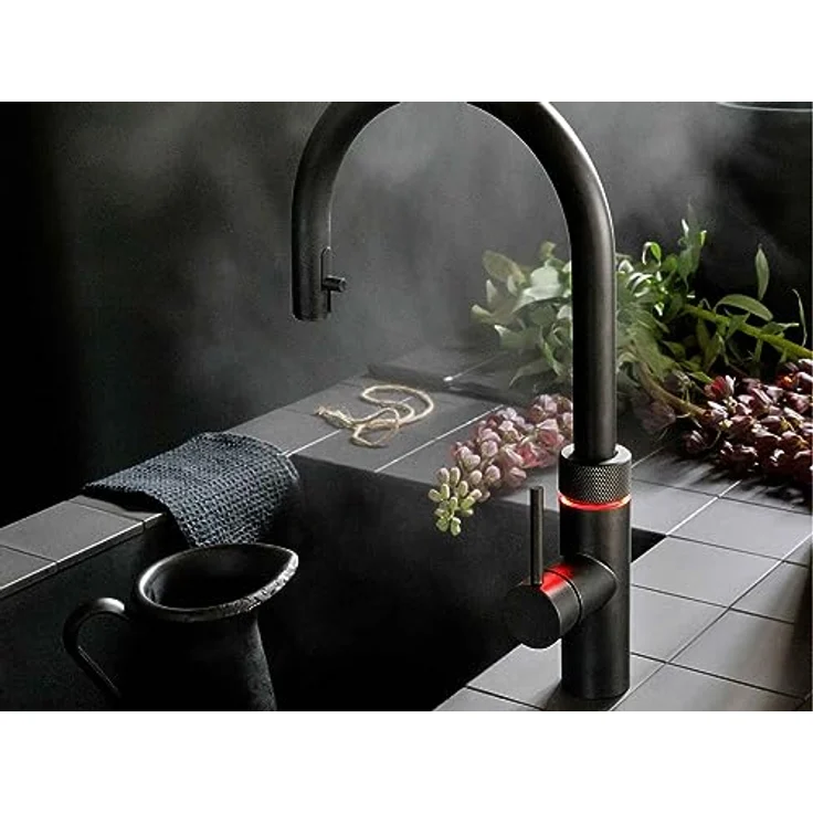 QUOOKER Flex Küchenarmatur mit COMBI+ Reservoir, schwarz - Kochendwasserhahn mit flexiblem Zugauslauf und 7 Jahren Garantie – Bild 3